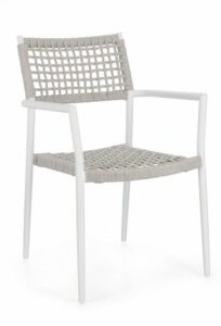 BIZZOTTO Zahradní židle CALETA bílá se šedým výpletem