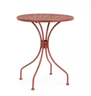 BIZZOTTO Kulatý zahradní kovový stůl LIZETTE cihlový ø60 cm