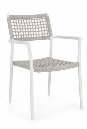 BIZZOTTO Zahradní židle CALETA bílá se šedým výpletem