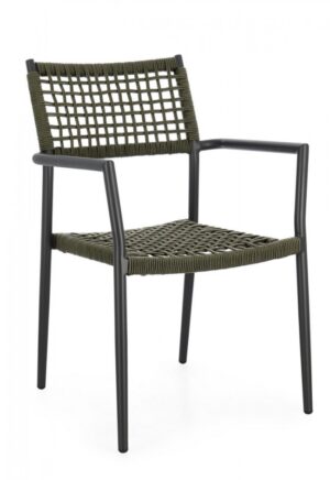 BIZZOTTO Zahradní židle CALETA černá se zeleným výpletem