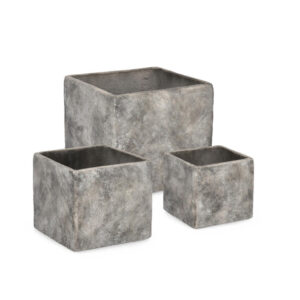 BIZZOTTO Set 3 nízkých květináčů MEILI šedá