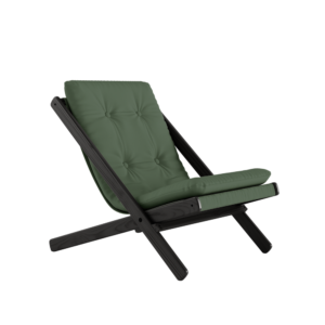 KARUP Skládací křeslo BOOGIE černě lakované s olivově zeleným potahem