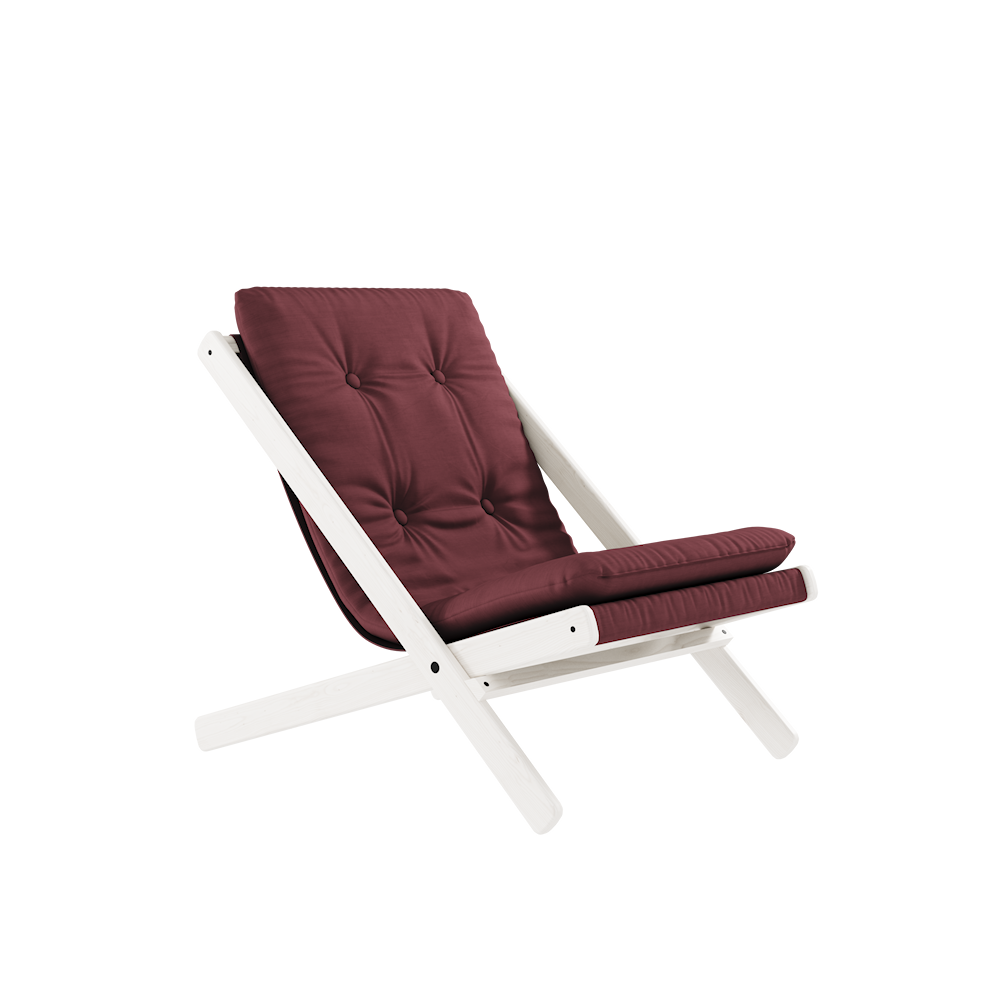 KARUP Skládací křeslo BOOGIE bíle lakované s bordó potahem