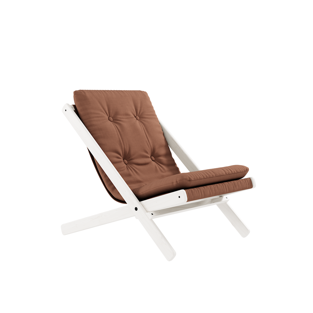 KARUP Skládací křeslo BOOGIE bíle lakované se světle hnědým potahem