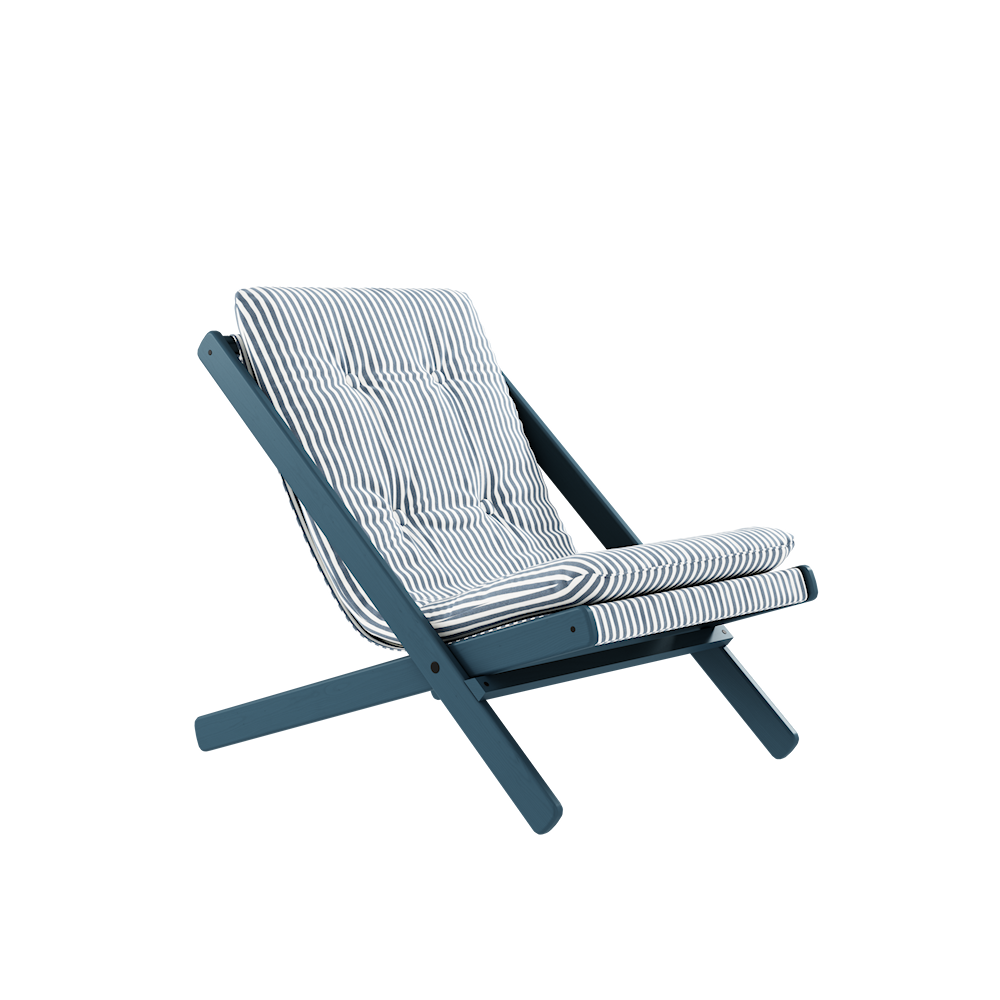 KARUP Skládací křeslo BOOGIE modře lakované s pruhovaným potahem