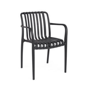 BIZZOTTO Zahradní plastová židle BILLIE černá s područkami