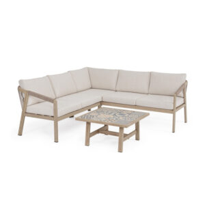 BIZZOTTO Zahradní set rohové pohovky a stolku KALIMERA světlý