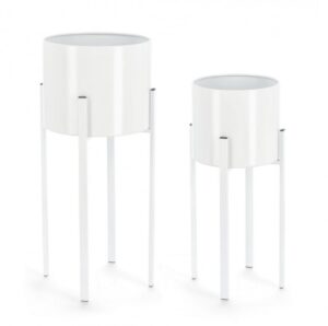 BIZZOTTO set 2 kovových květináčů ESTER bílý